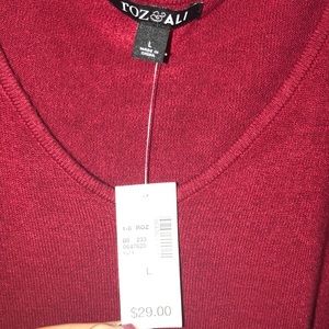 Roz & Ali Red Cut Shoulder Sweater NWT